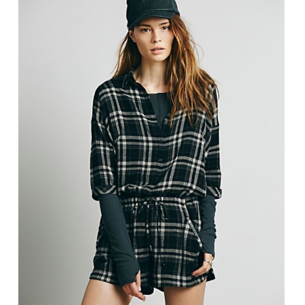 Free People Plaid Romper